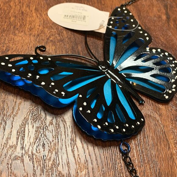 Sunset Vista Designs 34.5” Butterfly Wind Bell, Indoor/Outdoor Garden Chime Blue - Picture 2 of 7